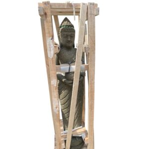 Álló faragott kő buddha szobor (zöld kőzetből) (Álló buddha szobor, 120 cm)